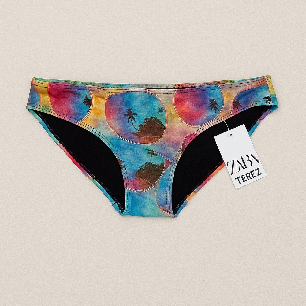 NWT Terez x Zara Girls’ Bikini Bottom | Size 14 | Palm Tree & Sunglasses Print